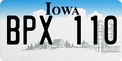 IA license plate BPX110