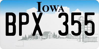 IA license plate BPX355