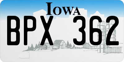 IA license plate BPX362