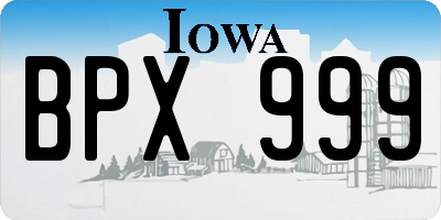 IA license plate BPX999
