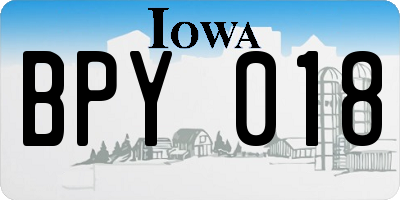 IA license plate BPY018
