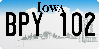 IA license plate BPY102