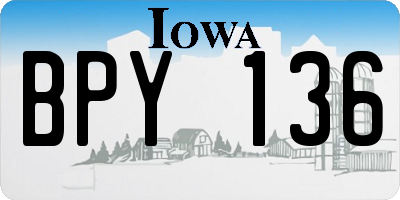 IA license plate BPY136