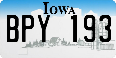 IA license plate BPY193