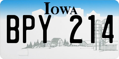 IA license plate BPY214