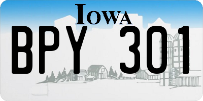 IA license plate BPY301