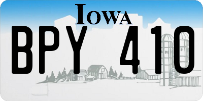 IA license plate BPY410