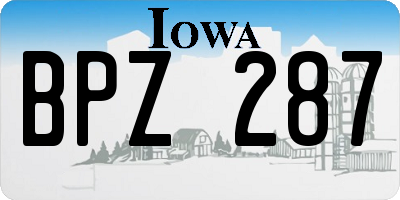 IA license plate BPZ287