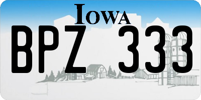 IA license plate BPZ333