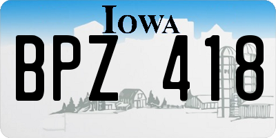 IA license plate BPZ418