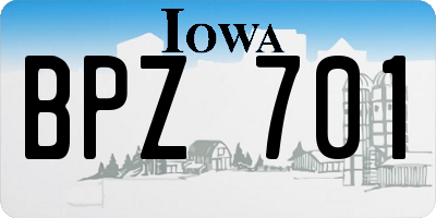 IA license plate BPZ701