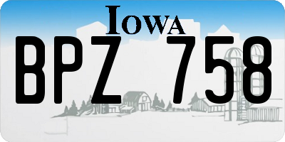 IA license plate BPZ758