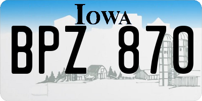 IA license plate BPZ870
