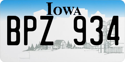 IA license plate BPZ934