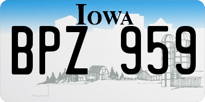 IA license plate BPZ959