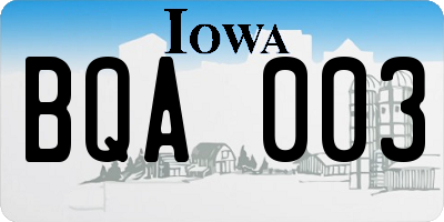 IA license plate BQA003