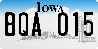 IA license plate BQA015
