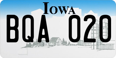 IA license plate BQA020