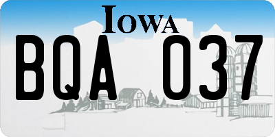 IA license plate BQA037