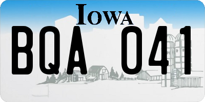IA license plate BQA041