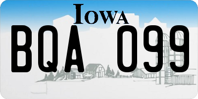IA license plate BQA099