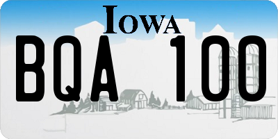 IA license plate BQA100