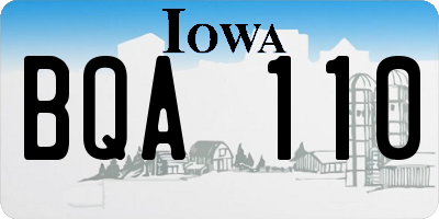 IA license plate BQA110