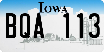 IA license plate BQA113
