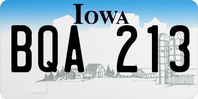 IA license plate BQA213