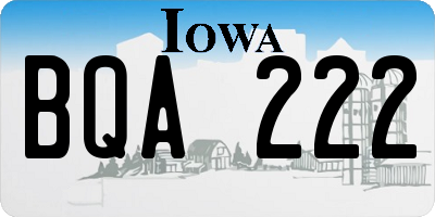 IA license plate BQA222