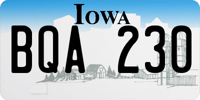 IA license plate BQA230