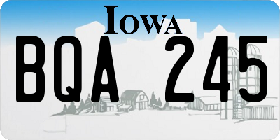 IA license plate BQA245