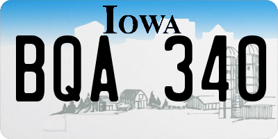 IA license plate BQA340