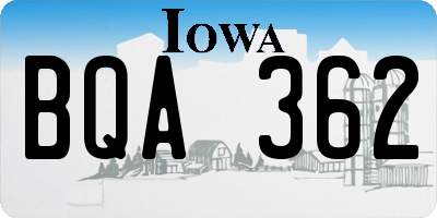 IA license plate BQA362