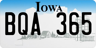 IA license plate BQA365