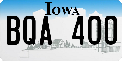 IA license plate BQA400