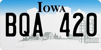 IA license plate BQA420