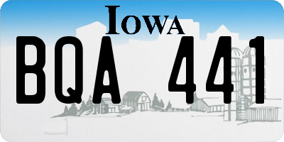 IA license plate BQA441