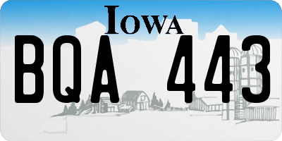 IA license plate BQA443