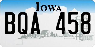 IA license plate BQA458