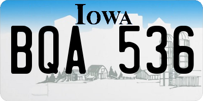 IA license plate BQA536