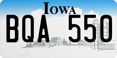 IA license plate BQA550