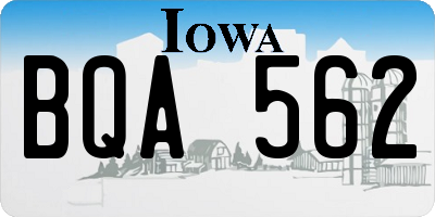 IA license plate BQA562