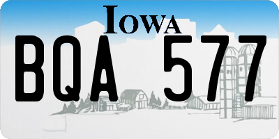 IA license plate BQA577
