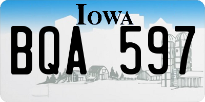 IA license plate BQA597