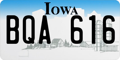 IA license plate BQA616