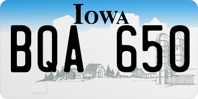 IA license plate BQA650