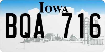 IA license plate BQA716