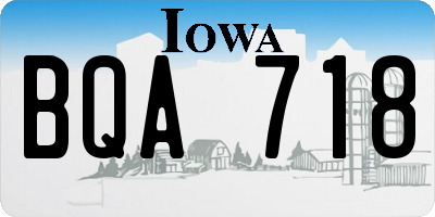 IA license plate BQA718
