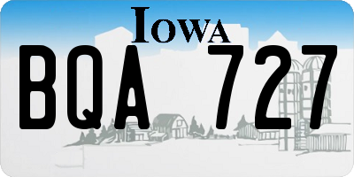 IA license plate BQA727
